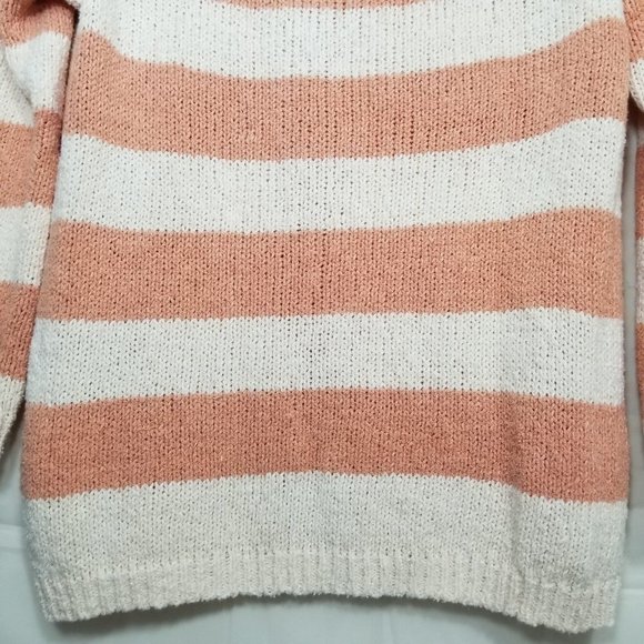 J Crew mixed stripe sweater ivory peach size S - Picture 6 of 8